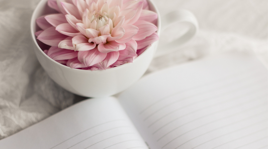 Journal, Pink Lotus Flower in a White cup